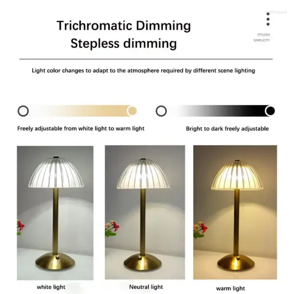 Lampes de table Nordic Crystal Reccharteable Lampe LED tactile tactile Dimmable Golden Desk Salon Room Bedroom elside