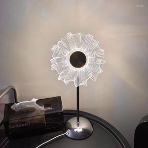 Tafellampen Noordelijke schattige desktop kleine led bloemlamp modern ronde bureau voor slaapkamer kantoorlevertafels bestuderen nachtkastjes