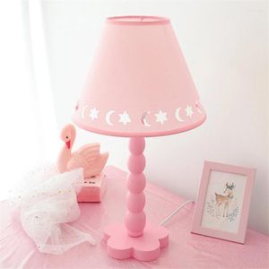Tafellampen Noordelijke schattige prinses houten roze kinder slaapkamer bedkamer bed lamp meisje romantische studie kamer bureau lichten armaturen