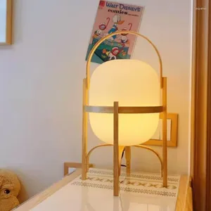 Tafellampen Noordelijke ontwerper Zen Wood Led Desk Modern Glass Studie Bed Light Living Living Eetkamer Home Decor verlichting armaturen