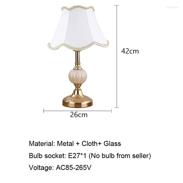 Lampes de table lampe en verre nordique euro chambre simple chambre à coucher américain moderne rétro de bureau léger tissu de tissu en fer el