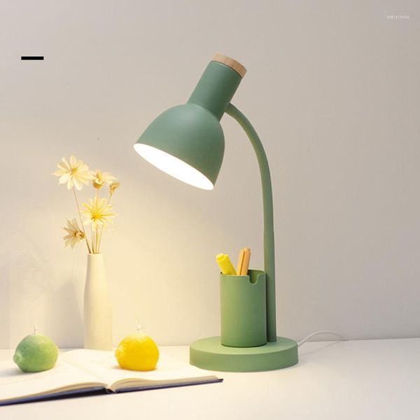 Lampes de table Nordic Ins Lampe de bureau avec porte-stylo Creative Cute Reading USB Night