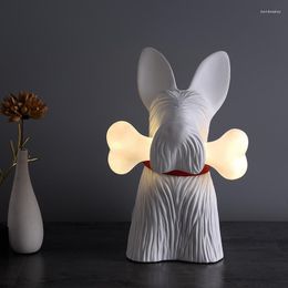 Lampes de table nordique LED Animal pour chambre chevet enfant chambre d'enfant Kawaii mignon chien avec os bureau veilleuse luminaire