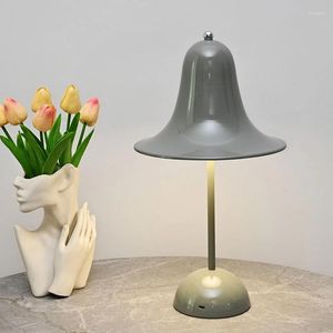 Lámparas de mesa, lámpara de campana LED nórdica, recargable por USB, atenuación táctil tricolor, iluminación interior, café, estudio, ambiente, dormitorio, decoración de cabecera