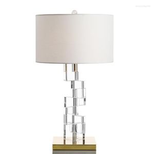Tafellampen Noordse LED -kristallamp wit paard ijzer lampada da Tavolo Desk Study Living Room