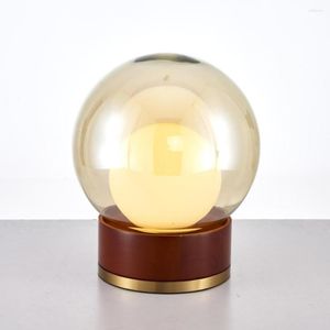 Tafellampen Noordelijke LED Glas Ball Lamp Zebra Desk Dimable Clock Lampada Da Tavolo Woonkamer Slaapkamer