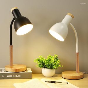 Lampes de table Nordic LED Lampe en bois 40CM Macaron Tuyau Rotatif Étude Décor Bureau Luminaire Pour Chambre Comptoir Salon Lumières Lustre