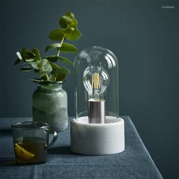 Tischlampen Nordic Licht Luxus Marmor Kunst Dekoration Wohnzimmer Lampe Warme Romantische Schlafzimmer Nacht Transparent Glas