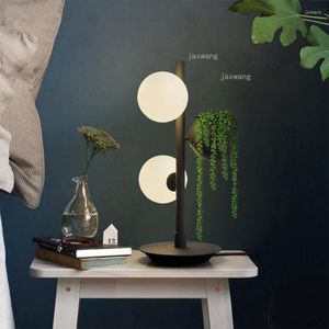 Lámparas de mesa Nordic Macaron Lámpara LED Luces de vidrio redondas simples modernas Planta de noche para decoración de iluminación de dormitorio