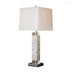 Lampes de table nordique moderne mode coquille lampes de bureau Led E27 Simple lampe individuelle chambre chevet El invité/modèle chambre arrière-plan