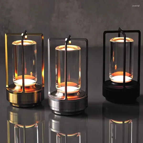 Lampes de table nordics rétro lampe à LED bar café décor bourse décor rechargeable tactile mmotation de nuit légère de chambre à coucher