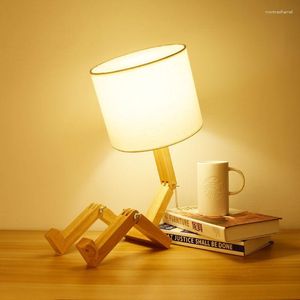Tafellampen Noordige eenvoudige en creatieve houten man oogbescherming studie bureau lamp slaapkamer decoratie bedcadeau verstelbaar