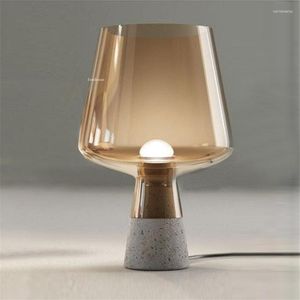 Tafellampen Nordic Eenvoudige Cup Led Licht Europa Originaliteit Lamp Bureau AC90-260V Cement Glas Slaapkamer Bedlampje Decor