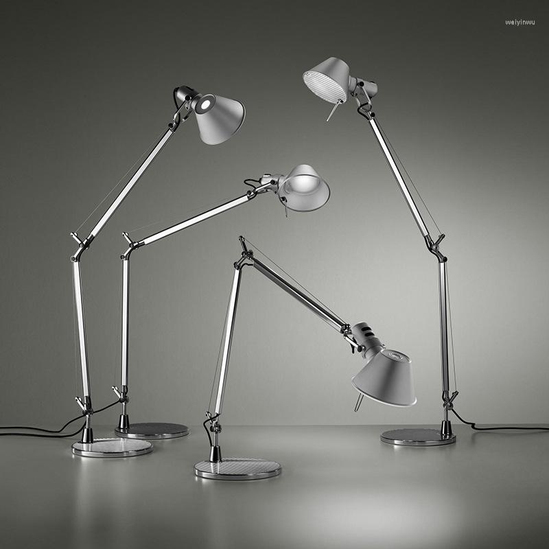 Tischlampen Nordic Einfache Rotary Folding Lampe Lange Arm Einstellbar Büro Lichter Schlafzimmer Nachttisch Led E27