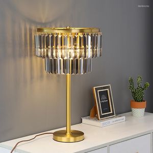 Tafellampen Noordse stijl All-Copper Desk Lamp LED Crystal Dining Room Licht Luxe Europa Design Lampe de Chevet Study Lees