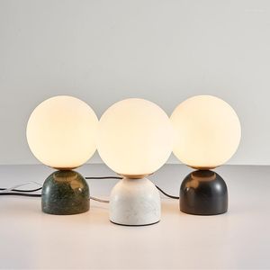 Lampes de table Style nordique chevet marbre lampe à Led Ins boule de verre chaude étude salon café Bar décoration éclairage