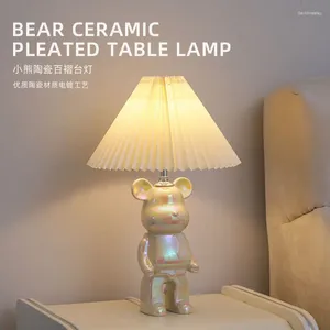 Lampes de table nordique en peluche en peluche de bureau plissé la lampe de vie créative chambre chambre au lit Protection des yeux chaude décoration de nuit LED LED