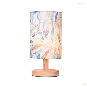 Lampes de table nordique bois tissu LED lumières chambre chevet décor abat-jour salon décoration de la maison Luminaires