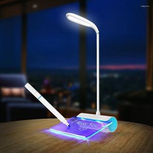 Tafellampen Nieuwigheid Prikbordlamp USB Opladen LED-licht 3-modus Dimbescherming Ooglezen Fluorescerende plaat Sfeer
