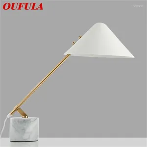 Lampes de table oufula lampe nordique moderne LED blanc créatif vintage marbre de bureau pour décoration intérieure Étude de chambre à coucher de salon