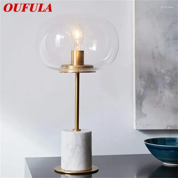 Lampes de table oufula lampe nordique moderne vintage en verre créatif de bureau marbre de bureau LED simple pour la maison pour la maison.