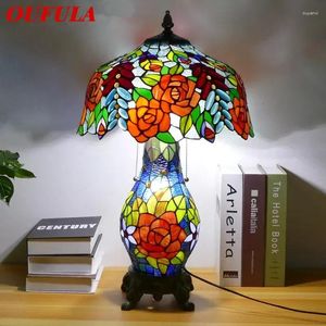 Tafellampen oufula tiffany lamp Amerikaans retro woonkamer slaapkamer luxueuze villa el gebrandschilderd glazen bureau