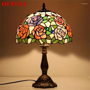 Lampes de table oufula Tiffany lampe pour chambre à coucher la figure de fleur créative contemporaine LED LED