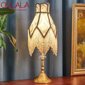 Lampes de table oulala French Tassels lampe American Retro Living Room Bedroom Villa European Pastoral Creative Desk Light