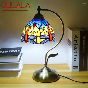 Tafellampen oulala tiffany lamp Amerikaan retro woonkamer slaapkamer luxueuze villa el gebrandschilderd glazen bureau