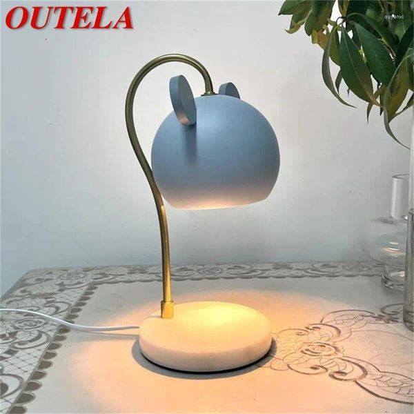 Lámparas de mesa OUTLA Modern Creative Lámpara Creative Cartoon Marble Candle Desk Light para la decoración del dormitorio del hogar