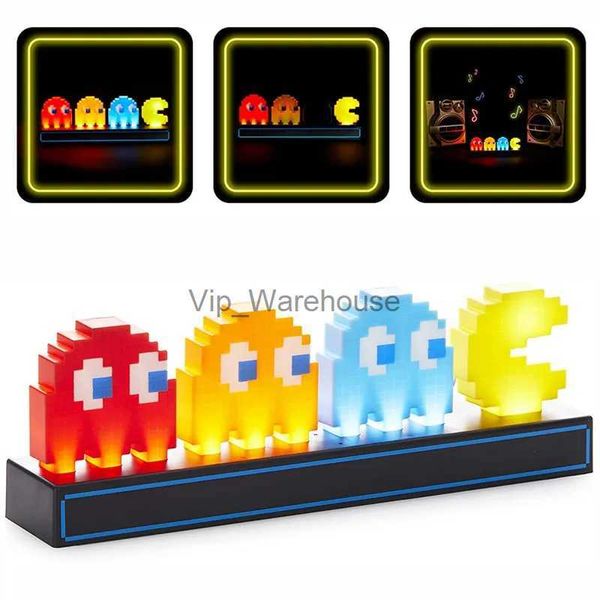 Lámparas de mesa Pac Man Night Light Game LED USB Lámpara 3D Dibujos animados Dormitorio Decoración Escritorio Música Ilusión Lámpara de mesa Bebé Luz para dormir Regalo para niños YQ231006