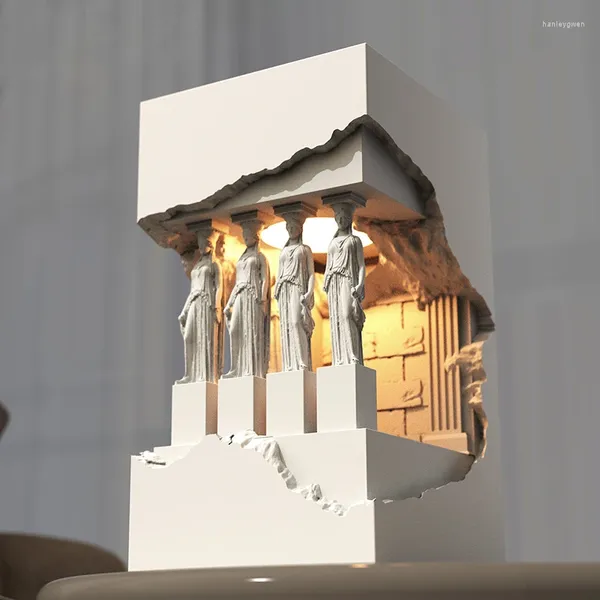 Lampes de table Parthénon Sculpture Lampe Fusion Cire Décor À La Maison Atmosphérique Veilleuse LED Chambre Lumières Bougie Parfumée