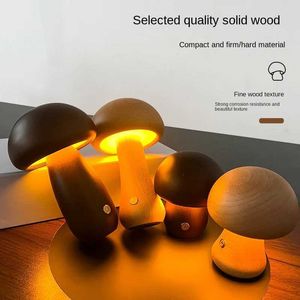 Lampes de table fête des fêtes décorations de bricolage créatives Ins en bois massif de champignons nocturnes légers en bois de bois enfant