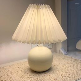 Lampes de table lampe plissée trois couleurs lumière art nordique céramique télécommande tissu abat-jour chaud lampara mesita noche a