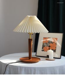 Tafellampen geplooide retro lamp Scandinavisch messing woonkamer slaapkamer massief hout decoratief