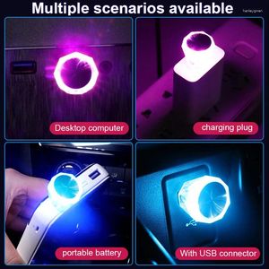 Lampes de table Portable Plug USB Car Light Mini LED Colorful Ambie Ambient Neon Interior Auto Atmosphère Accessoire d'ordinateur