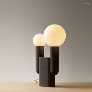 Tafellampen Postmodern eenvoudige hars zwarte woonkamer dubbele hoofdlamp led verlichting wit mat glazen bal slaapkamer kunst bureau