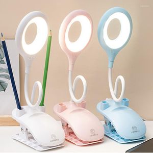 Lámparas de mesa para proteger los ojos, lámpara de carga, abrazadera de aprendizaje ajustable de temperatura colorida, elefante creativo, Animal LED
