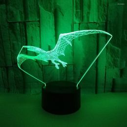Lampes de table Ptérosaure 3D Night Deco Coloré Touch LED Lampe de bureau visuelle Cadeau Ambiance Stéréo
