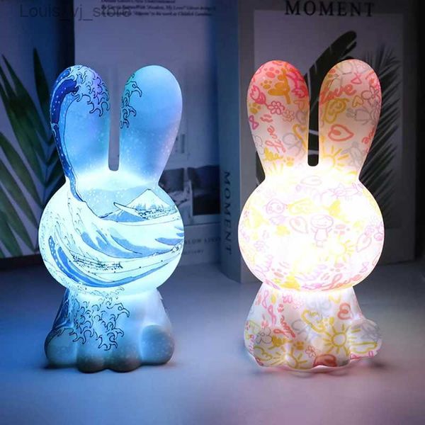 Lampes de Table lapin lumière télécommande LED veilleuse tactile USB charge atmosphère tapotement lumière YQ240316