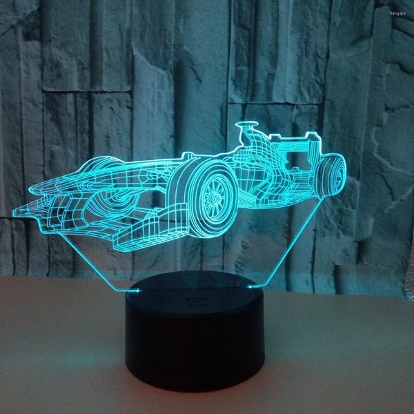 Lámparas de mesa Coche de carreras Lámpara de noche 3d Colorido Control remoto táctil Led Escritorio moderno Acrílico creativo