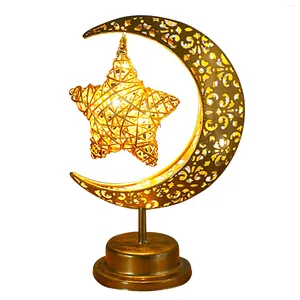 Lampes de table Ramadan Eid Mubarak Ornements décoratifs Hollow Moon Nightlight Battery Powered Holiday Lighting Party Supplies