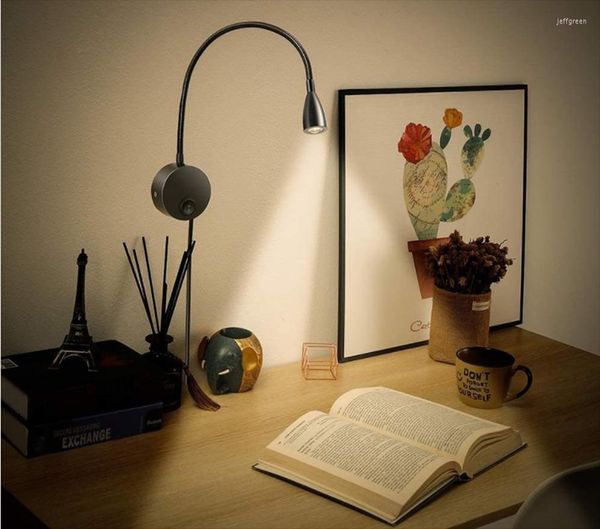 Lampes de table Lampe de bureau de lecture avec interrupteur prise européenne LED lumières chevet mural intérieur pour bureau/étude/éclairage de travail AC85-265V