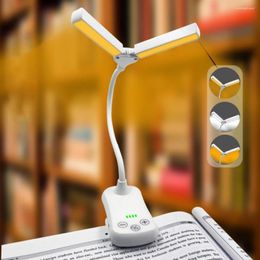 Tafellampen Leeslamp Dimbaar Oplaadbaar Uitschuifbaar Dubbele kop Flikkervrije verlichting Type-C 14LED Amber Book Light Home Supply