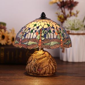 Lampes de table Lampe de lecture LED Lampe de chevet de bureau vintage - Ferme Libellule durable floral avec base