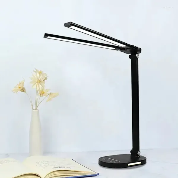 Lámparas de mesa Lectura Lámpara de escritorio de escritura Luces dobles Simple Inalámbrico Recargable Negro Blanco Linterna plegable Decoración