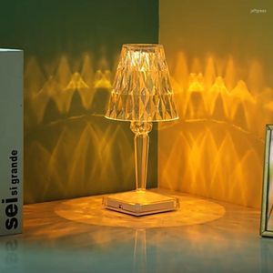 Lampes de table Rechargeable Chambre Lampe De Chevet Cristal Diamant Atmosphère Luminosité Réglable Sans Fil Portable Usb Charge