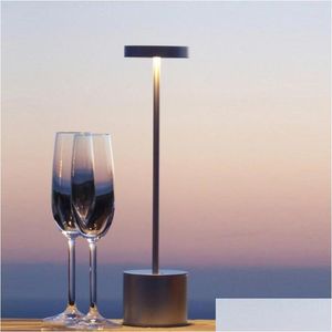 Lampes de table Lampe LED sans fil rechargeable 2 niveaux de luminosité veilleuse portable en métal bureau restaurant chambre bar salle eltable d otrra