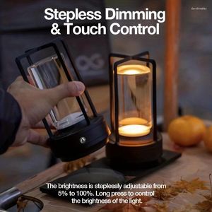 Tafellampen oplaadbare cross -led lamp Desktop Night Touch Stepless Diming Sfeer Licht USB Camping Outdoor Home Lighting