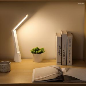 Tafellampen Oplaadbare bureaustranbatterij Batterij LED Vouw Huis Wit USB Studie Leesboek Licht Beveiliging Eyes Night 2023